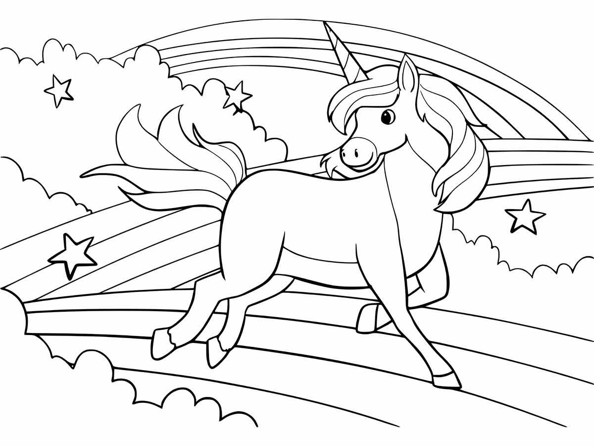 Running Unicorns Coloring Page