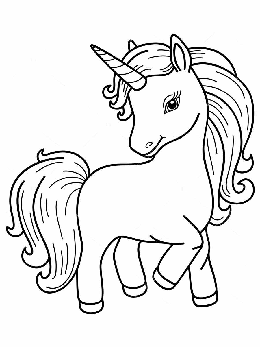 Cute Unicorn Coloring Page