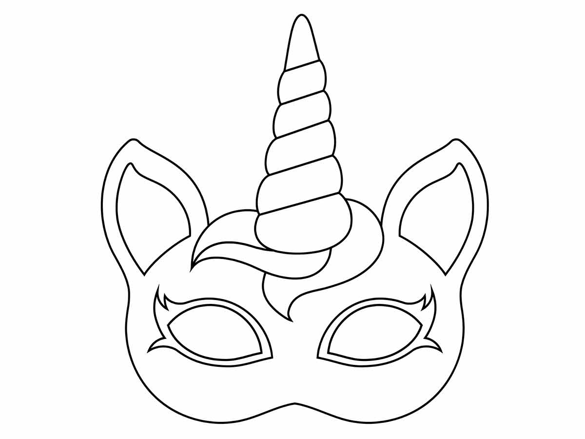 Simple Unicorn Mask Coloring Page