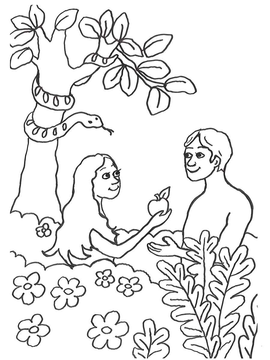 Adam and Eve Coloring Page