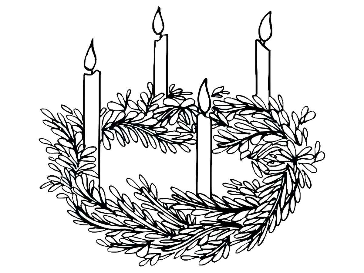 Advent Wreath and Candles Coloring Page