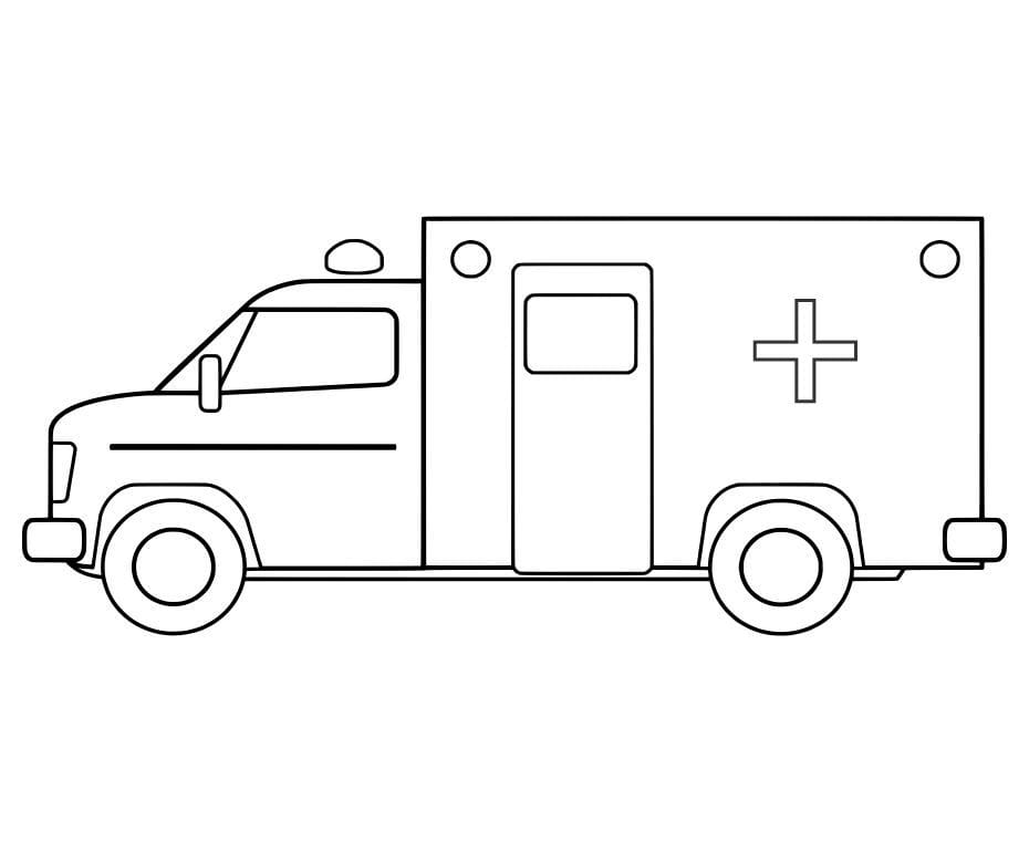 ambulance coloring page for young kids