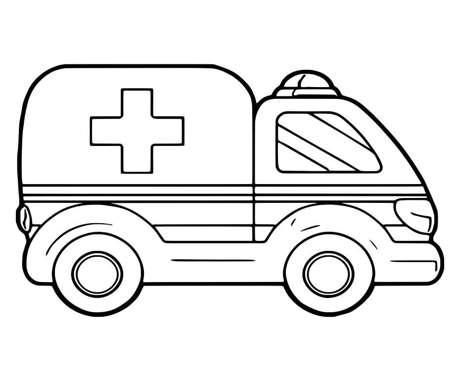 ambulance coloring page for young kids