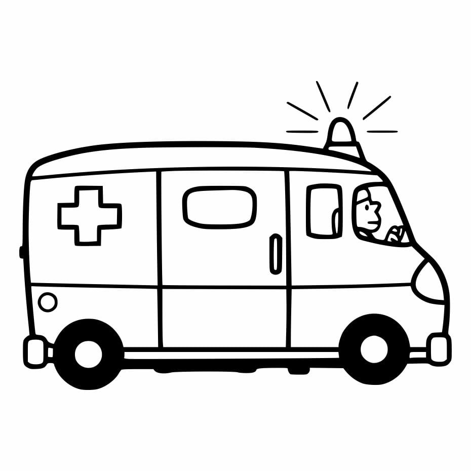 easy ambulance coloring page for kids