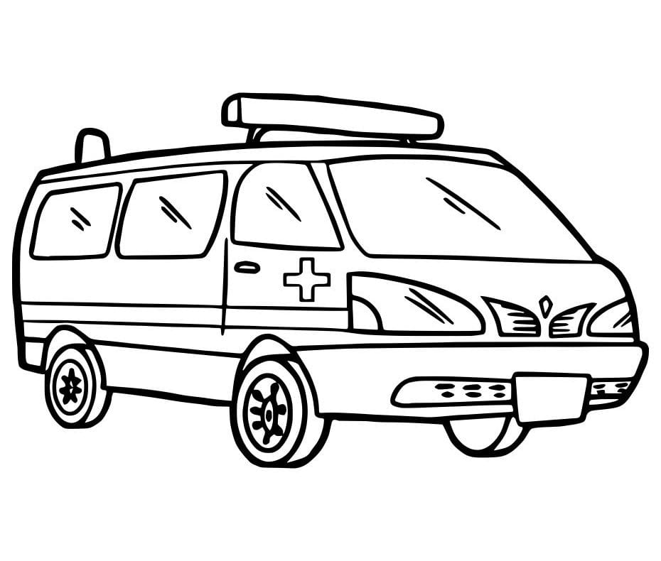 Coloring page of an ambulance