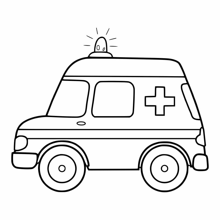 ambulance coloring page ideal for school activities.