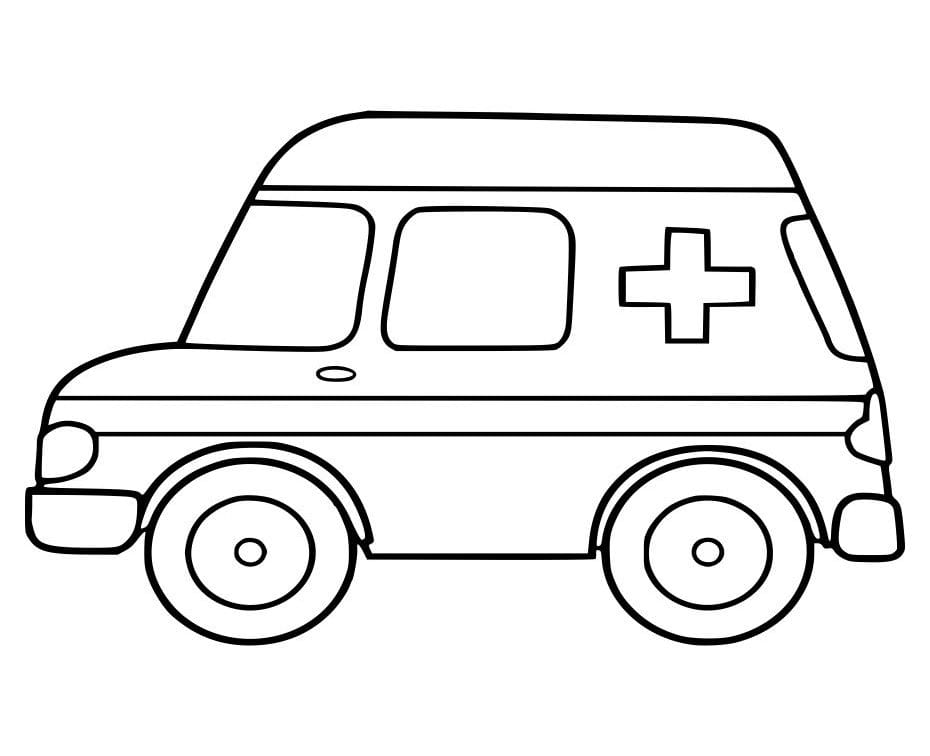 Simple ambulance coloring page for toddlers and preschoolers.