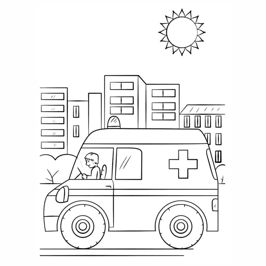 ambulance coloring page