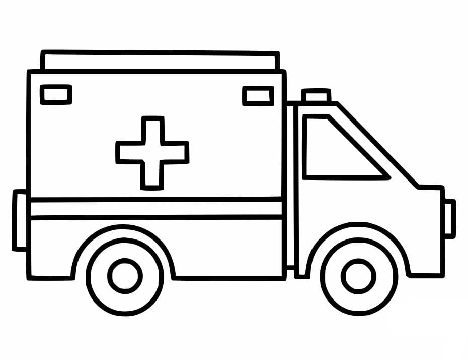 Coloring pages of an ambulance.