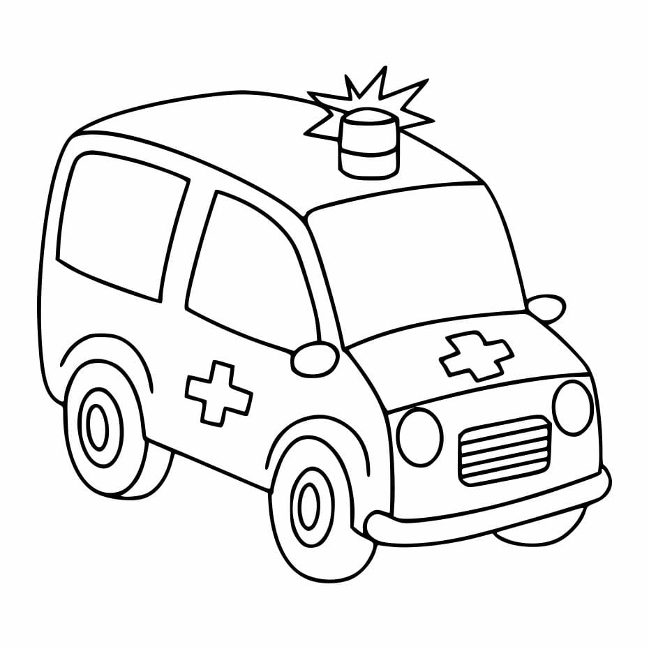 Easy-to-color ambulance page for young children.