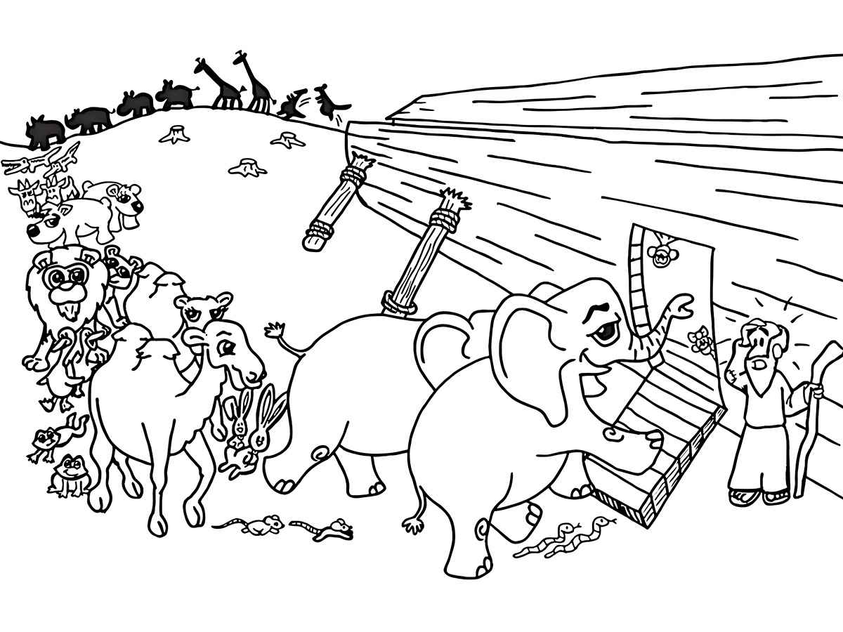 Animals Entering Noah's Ark Coloring Page