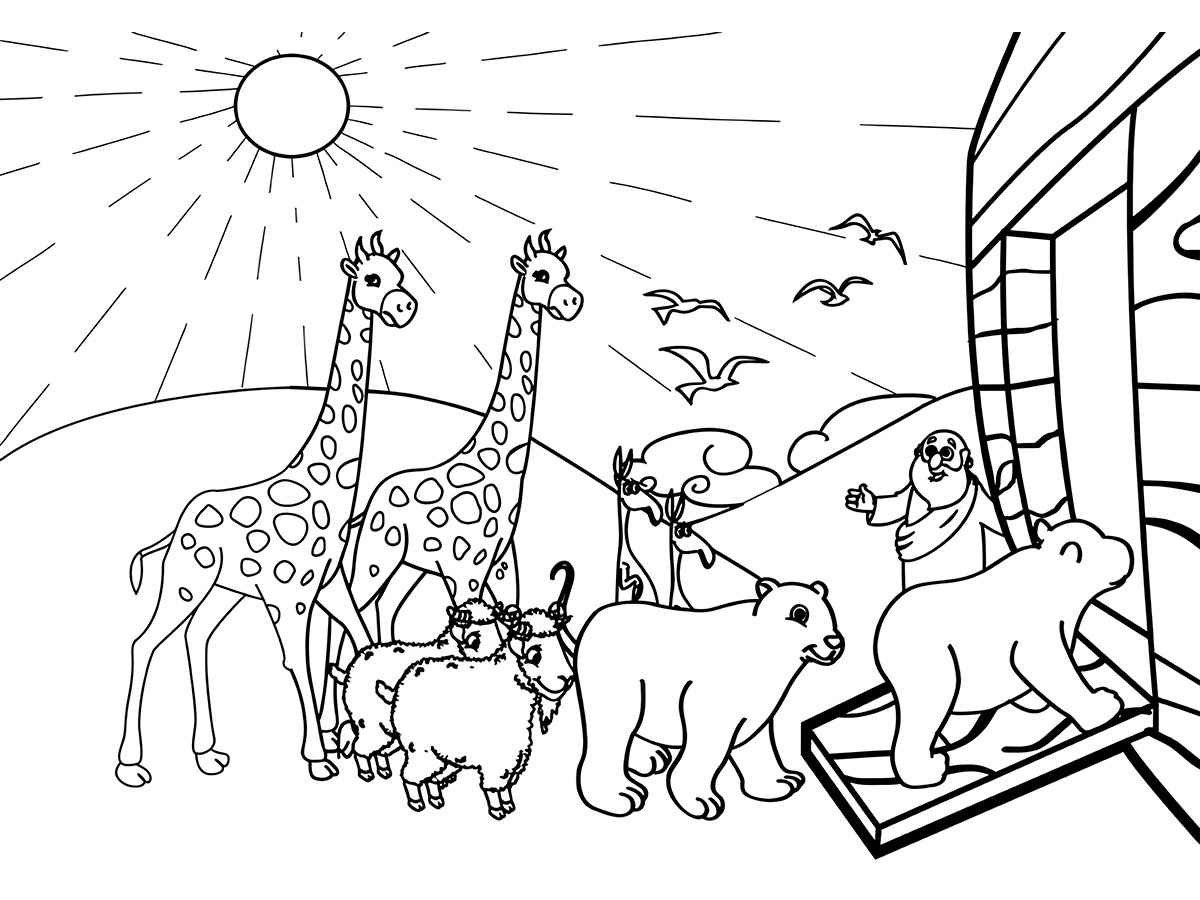 Animals Entering Noah's Ark Coloring Page