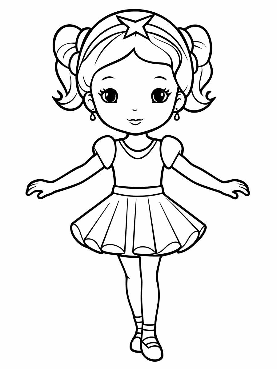 Ballerina girl coloring page 1.