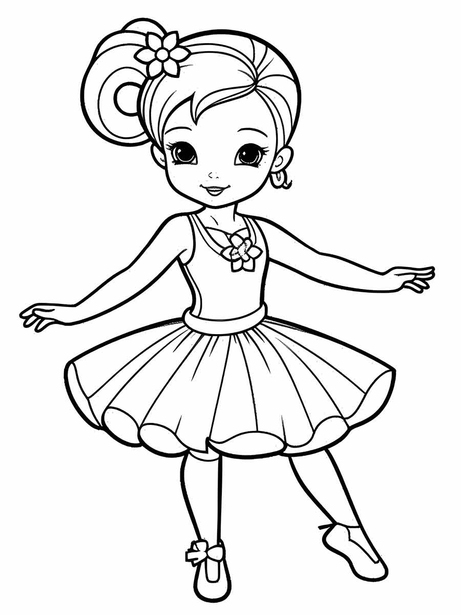 Ballerina girl coloring page 2.