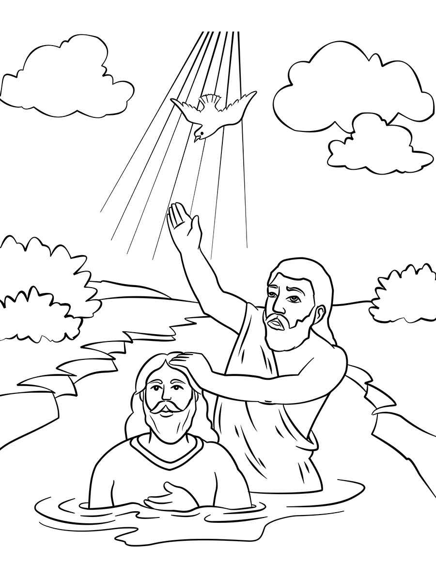 Baptism of Jesus by John the Baptist Coloring Page