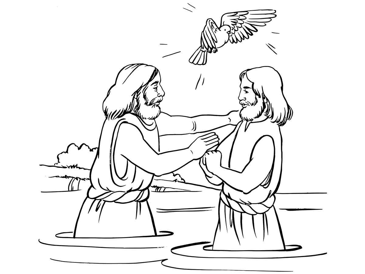 Baptism of Jesus by John the Baptist Coloring Page