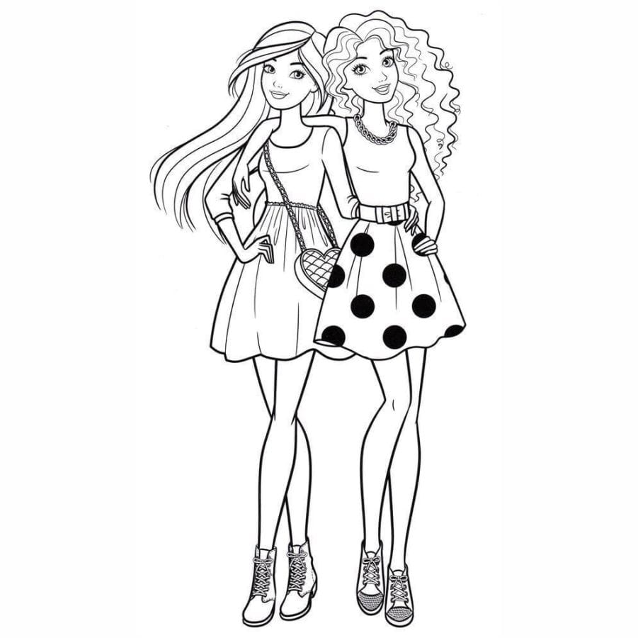 Barbie posing for a coloring page