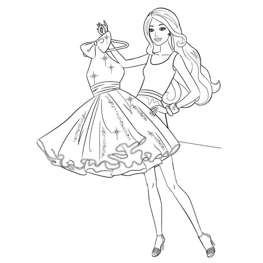 Barbie dress coloring page version 2