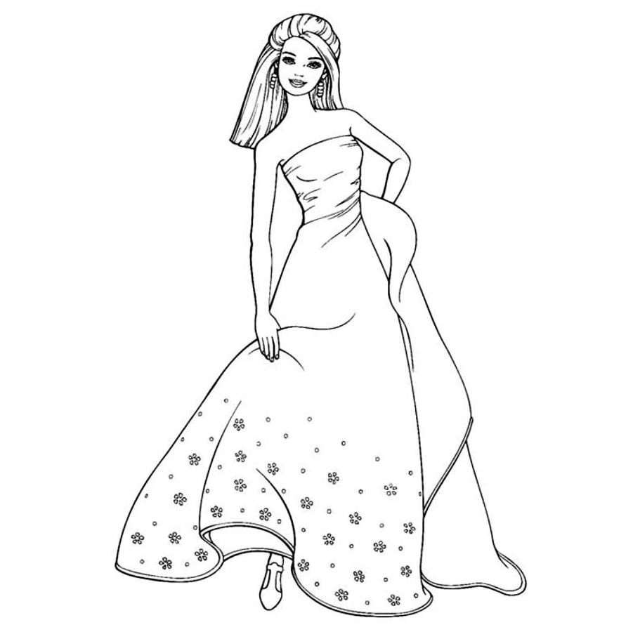 Barbie dress coloring page version 3