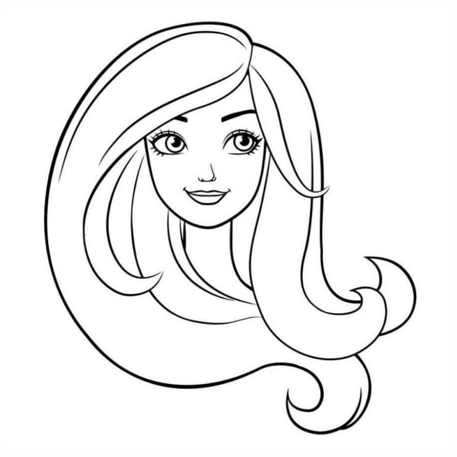 Barbie face coloring page version 2