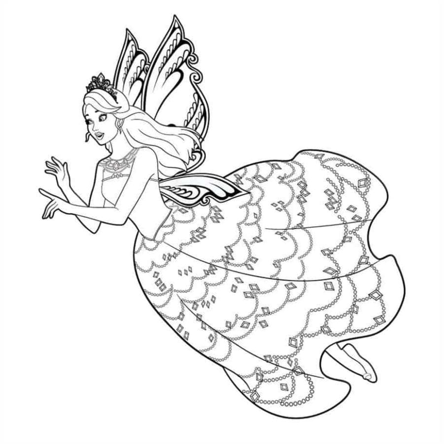 Barbie fairy coloring page