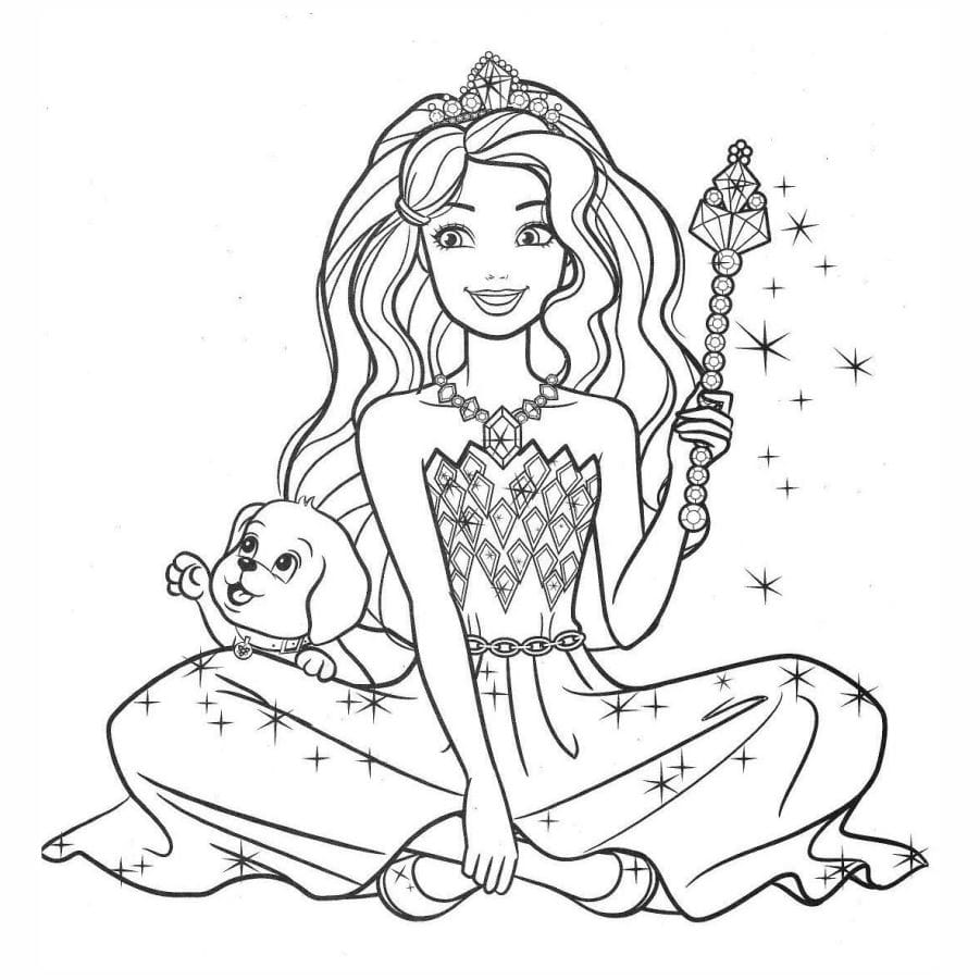 Barbie as a fairy godmother coloring page