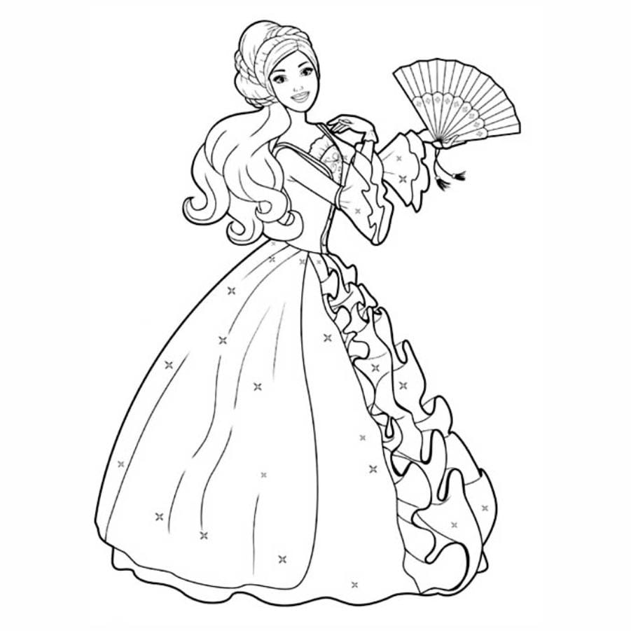 barbie-fan-coloring-page