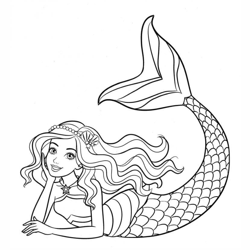 Barbie mermaid coloring page.