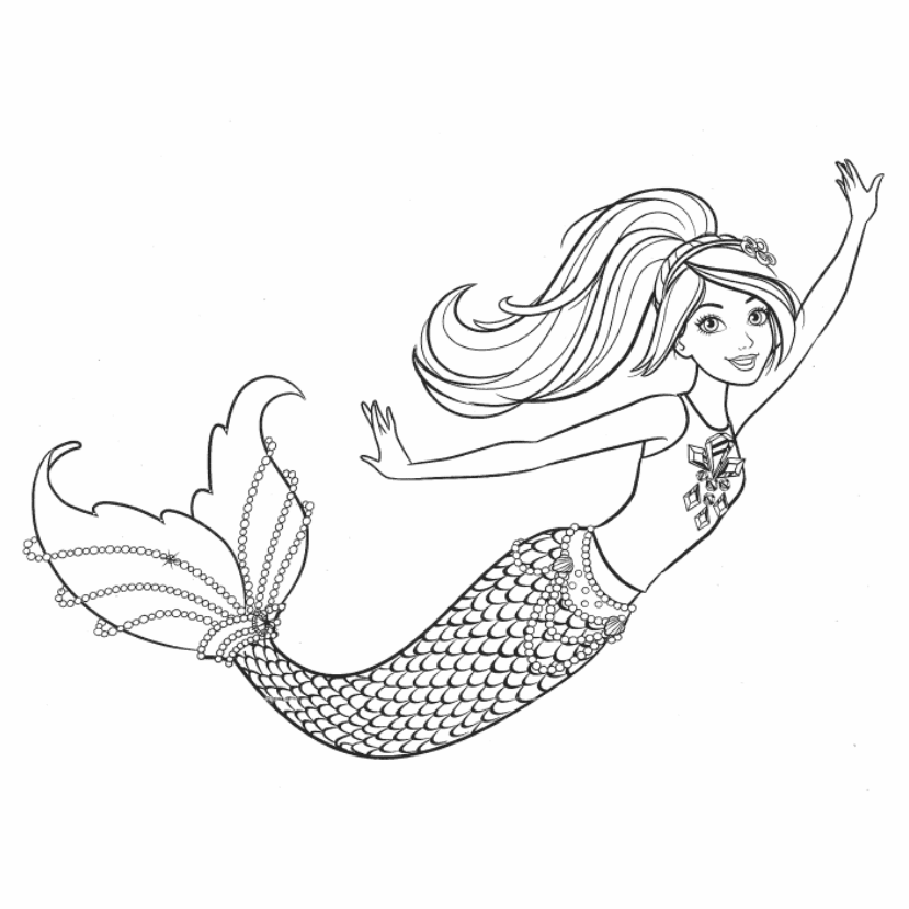 Barbie mermaid coloring page with an octopus.