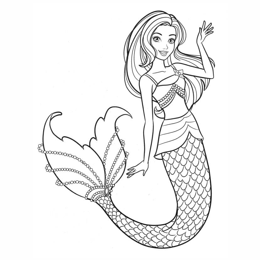 Mermaid Barbie coloring page.