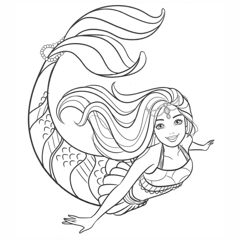 Barbie mermaid coloring page.