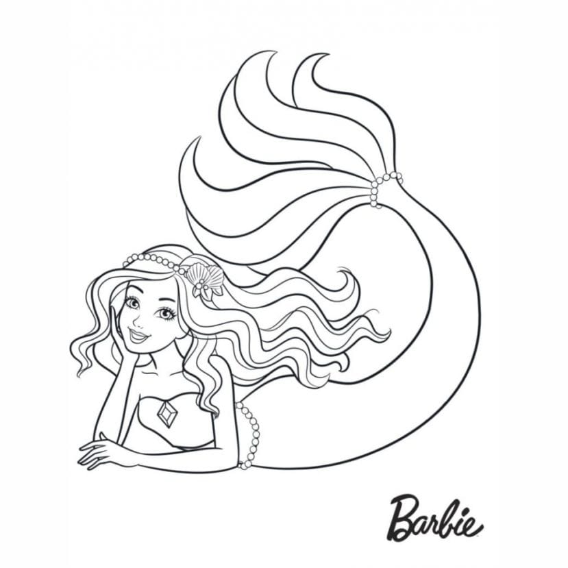 Barbie mermaid coloring page.