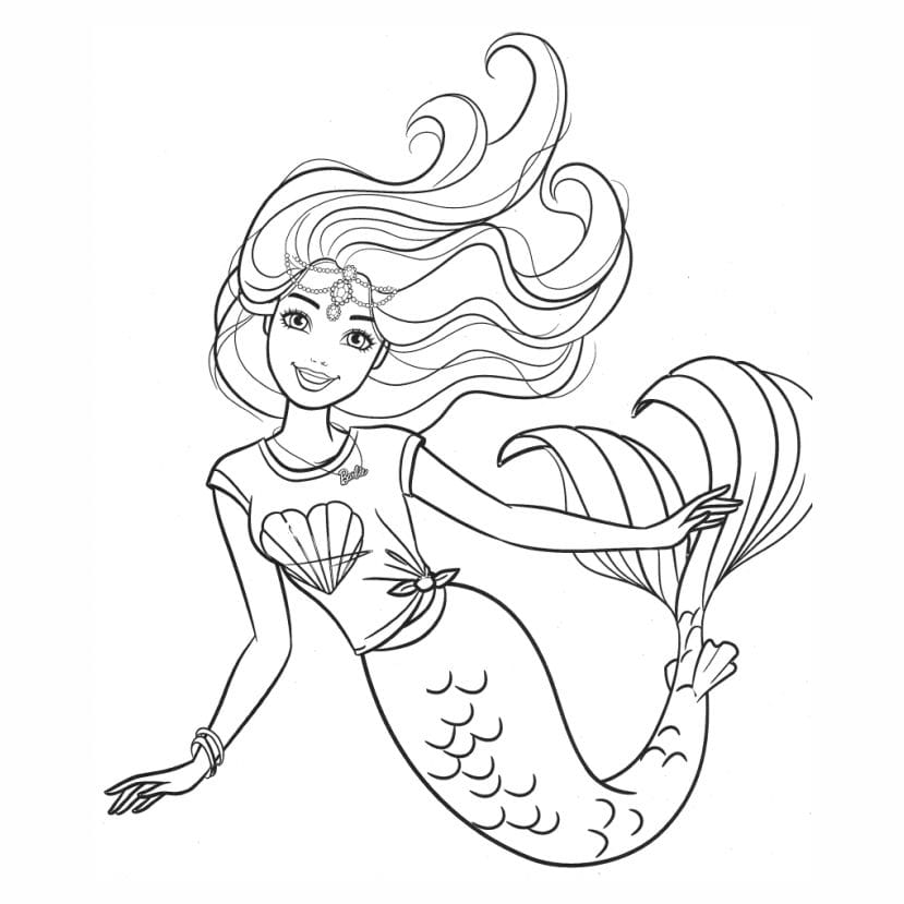 Barbie mermaid coloring page