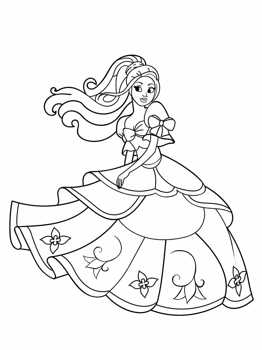 barbie princess coloring page