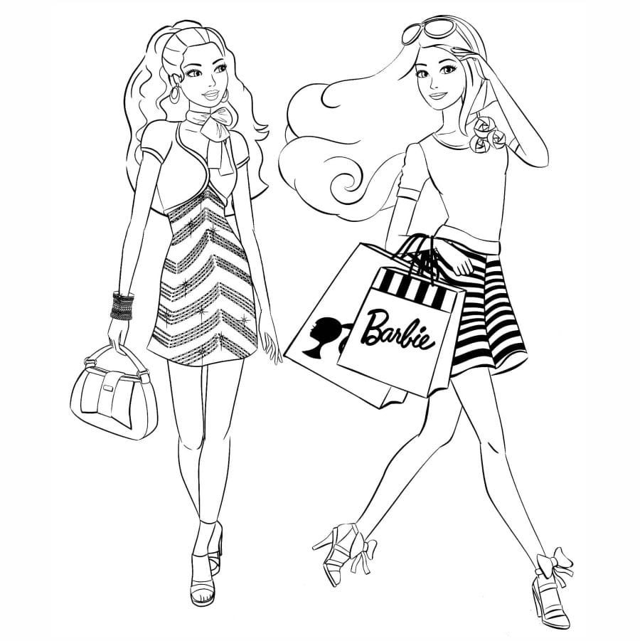 Barbie shopping coloring page