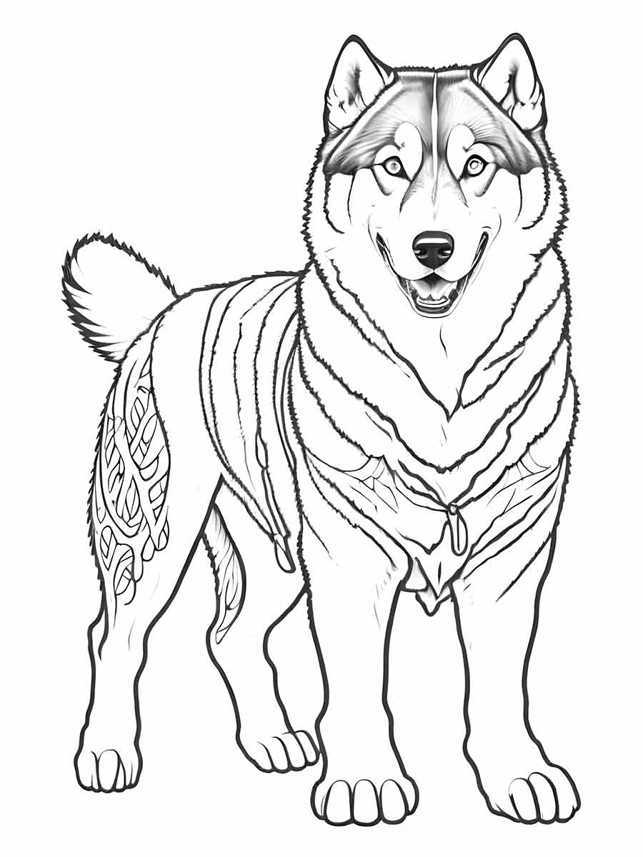 Beautiful Alaskan Malamute coloring page