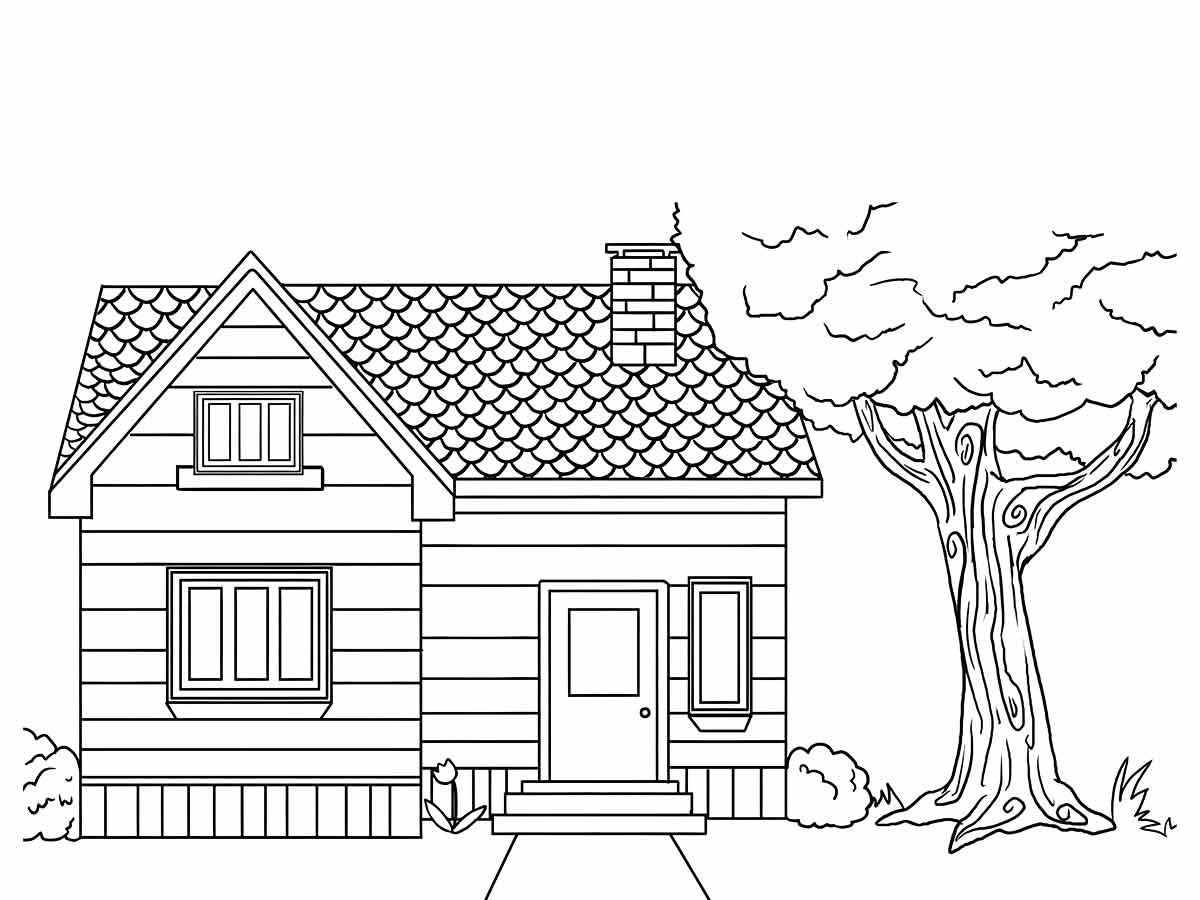 Beautiful House Coloring Page