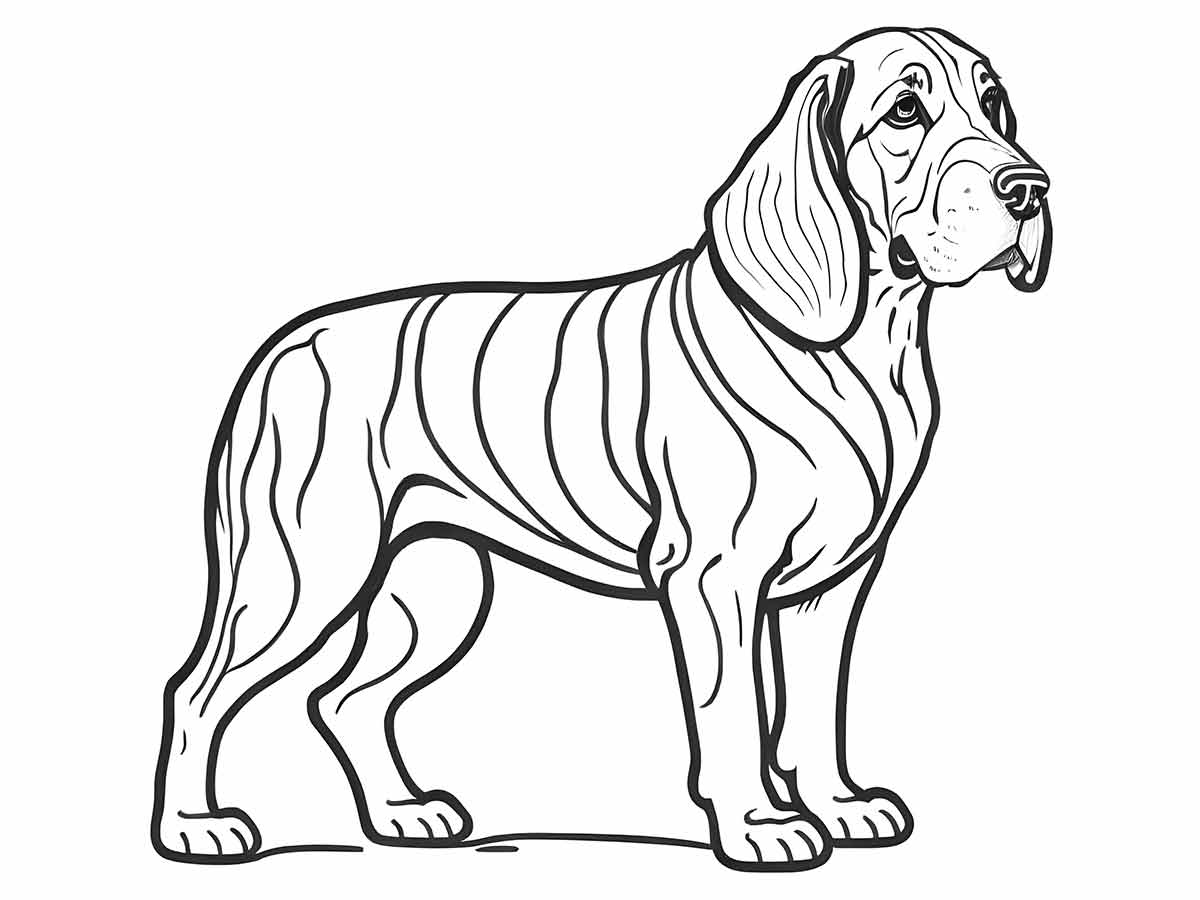 Bloodhound side view coloring page