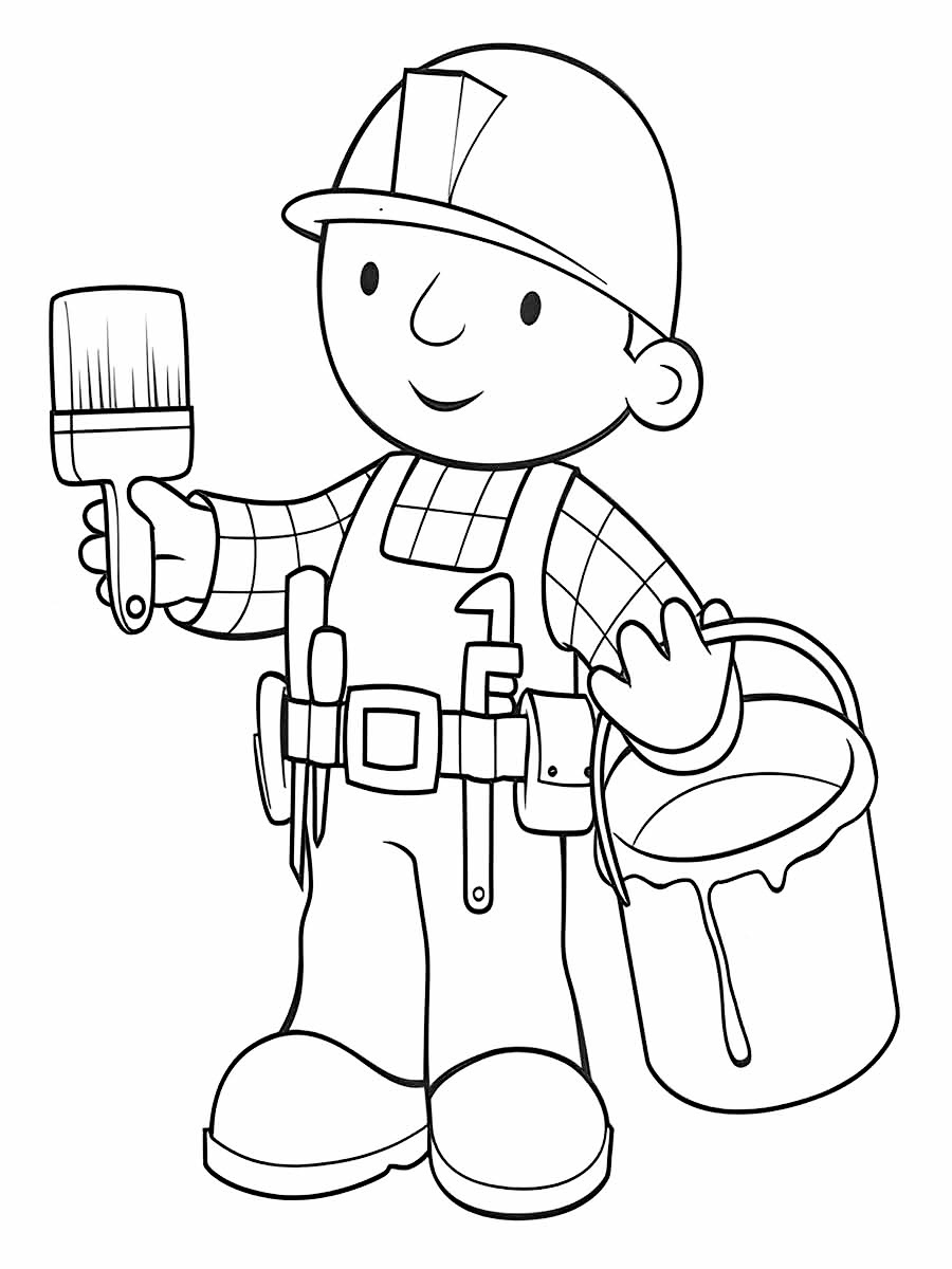 Boy builder coloring page