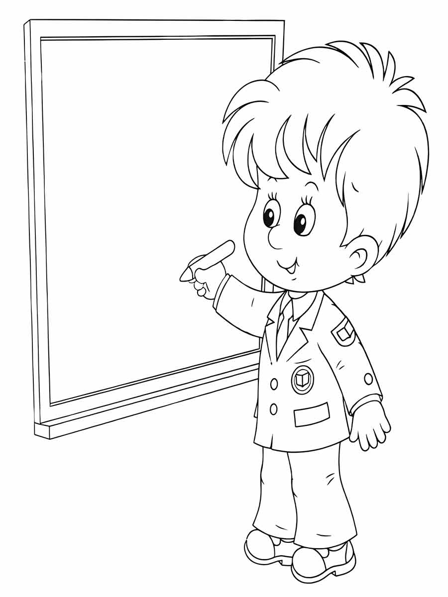 Boy in school coloring page