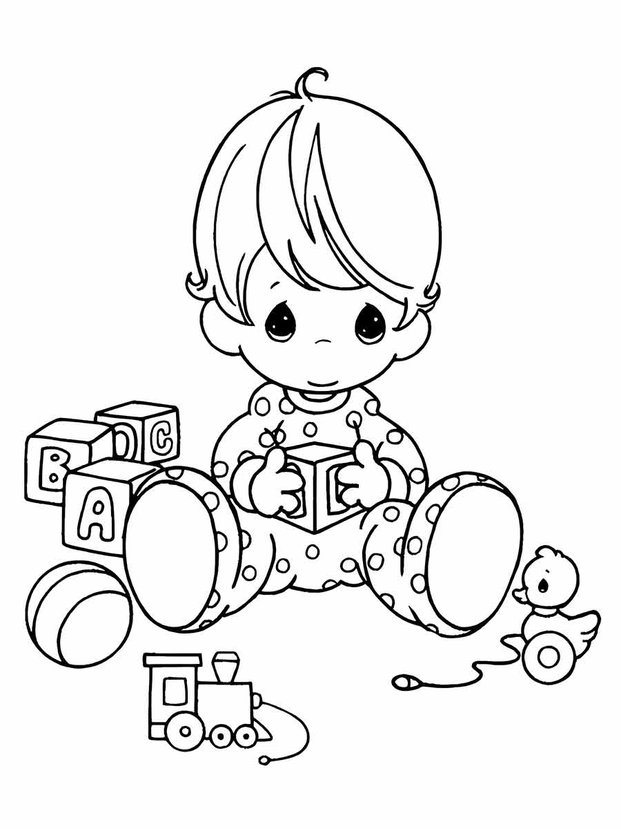 Boy playing coloring page