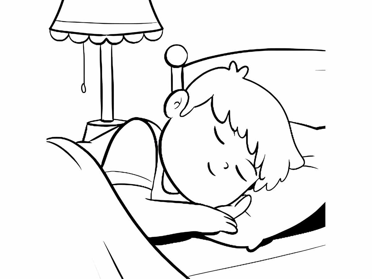 Boy sleeping coloring page