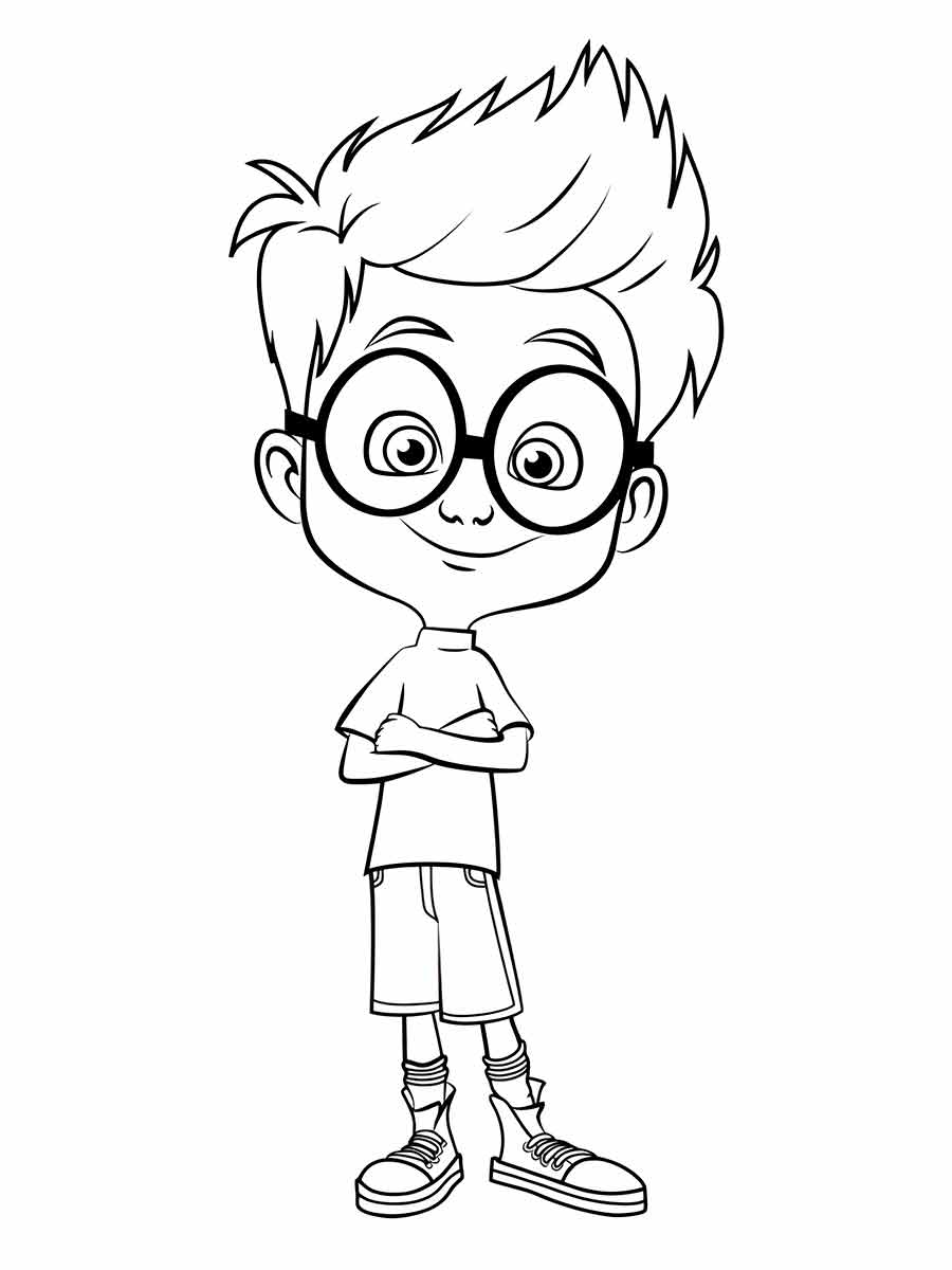 Boy wearing glasses coloring page