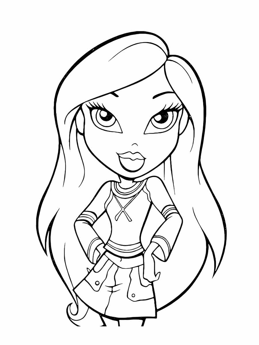 Cartoon girl coloring page.