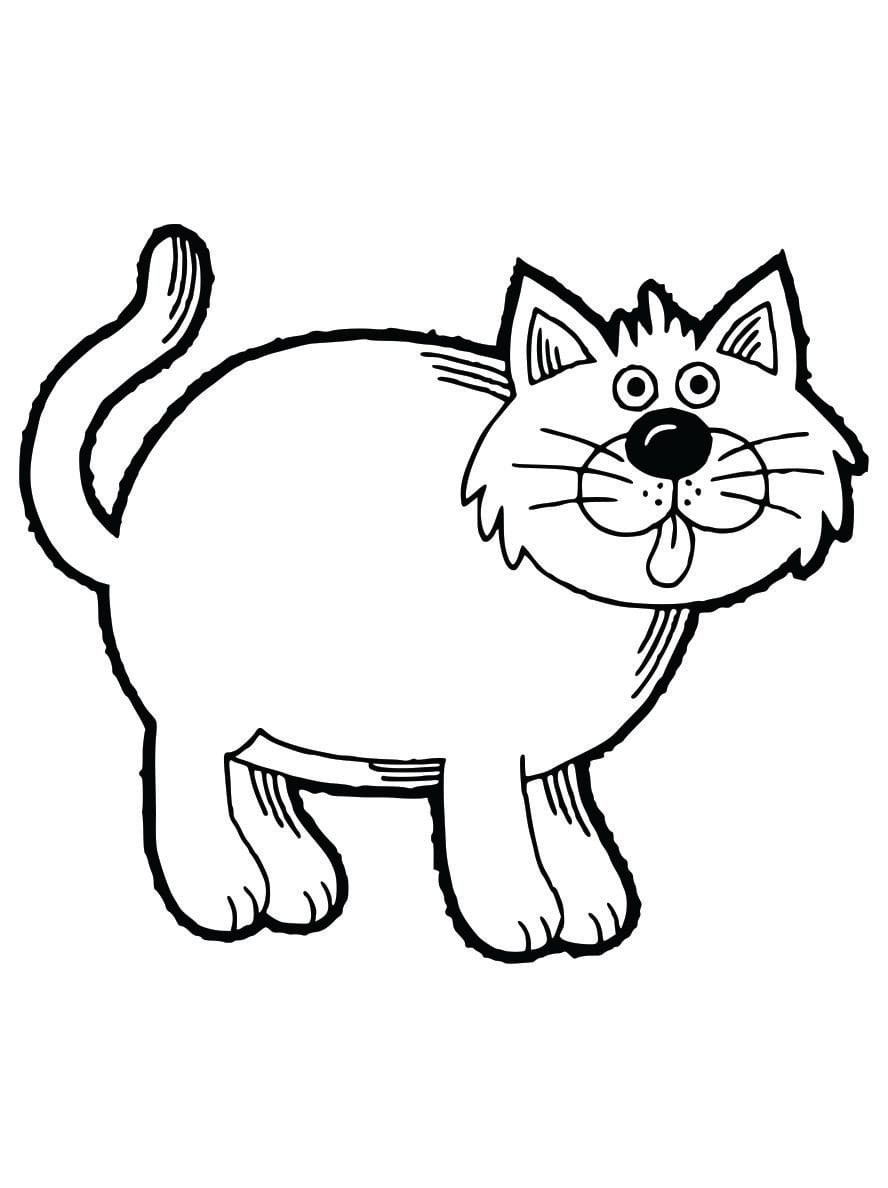 Simple and easy coloring page of a cat, ideal for young children.