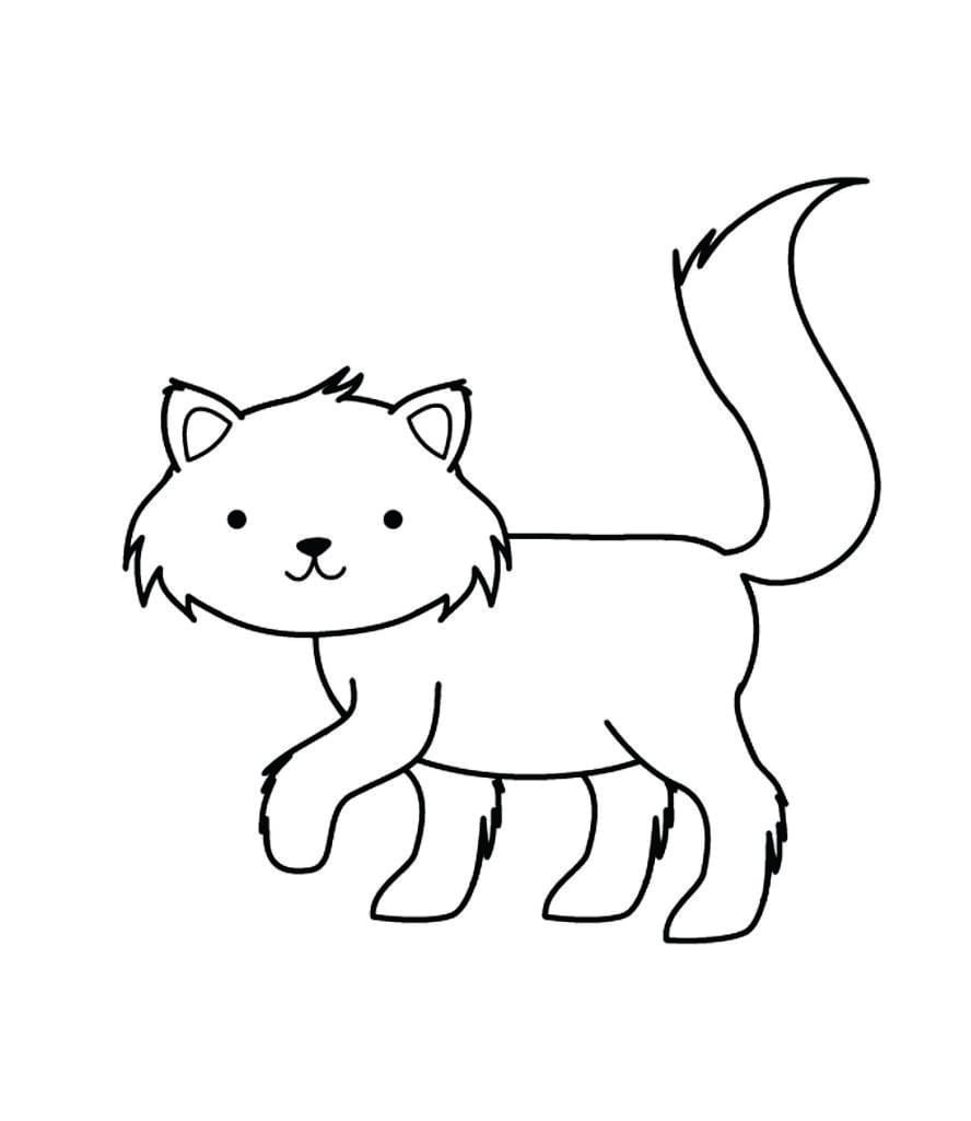 Easy cat coloring page perfect for preschool kids.