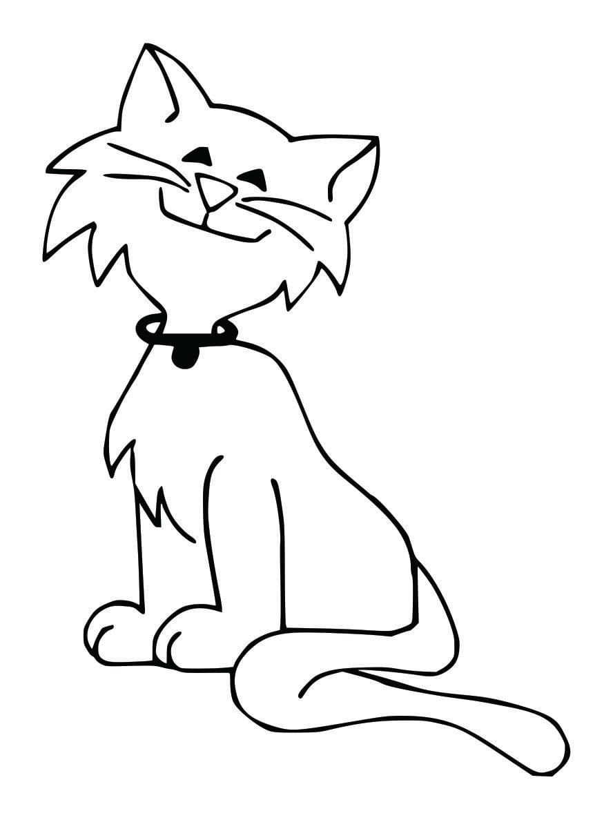 Simple and easy coloring page of a cat.