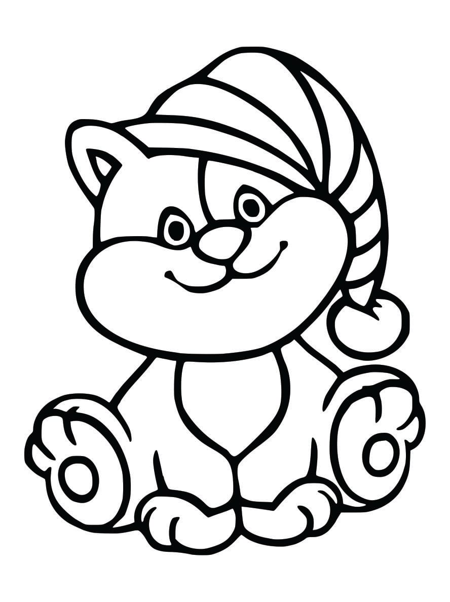 Easy coloring page of a cat to color and print.