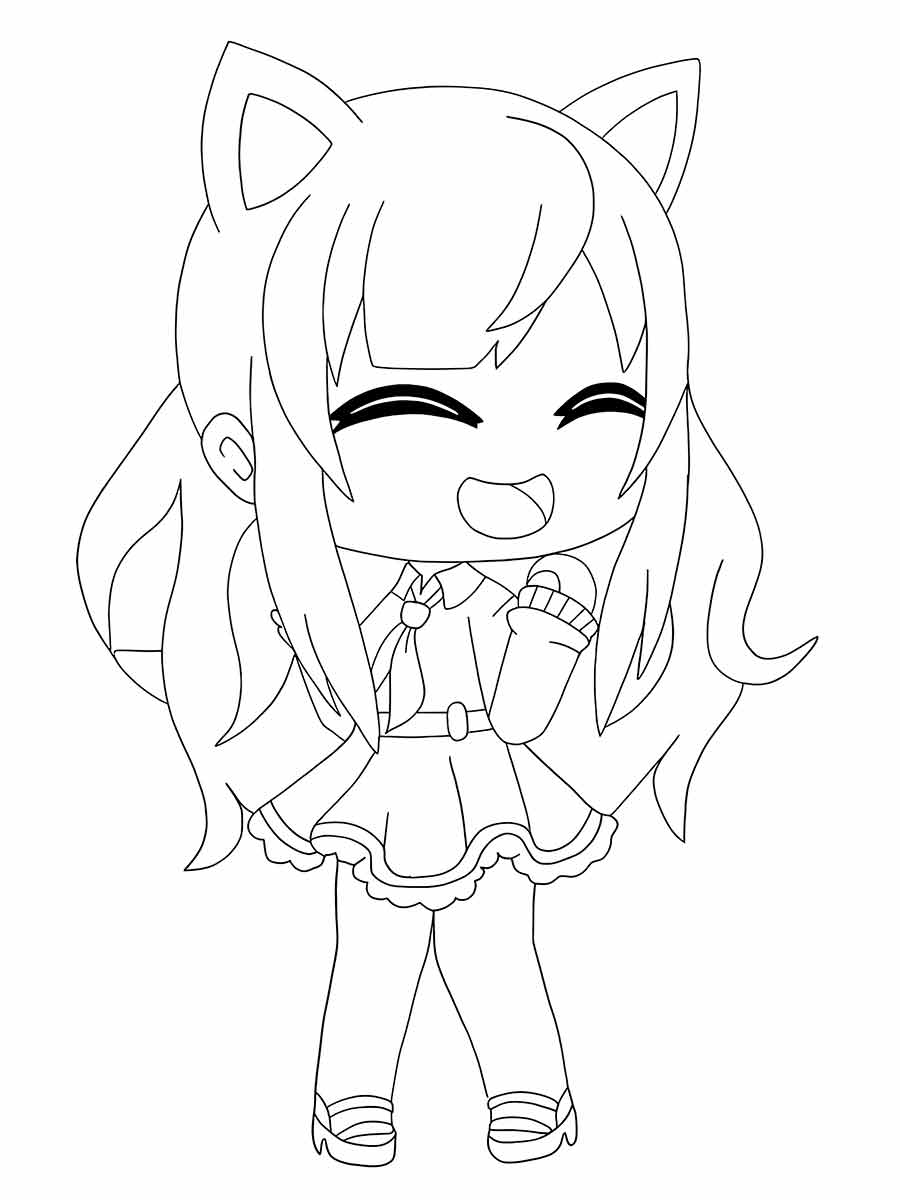 Chibi anime girl coloring page.