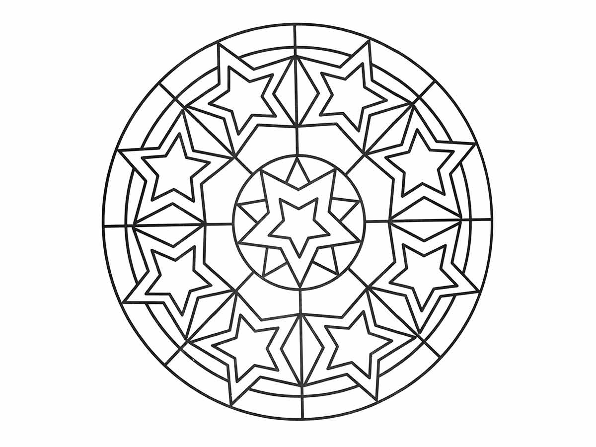 Children's Mandala with Stars and Lines